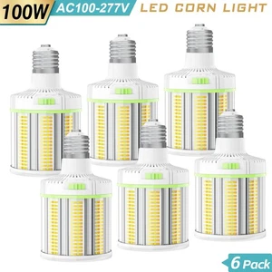 6 Pack 100W LED Corn Light Bulb Warehouse High Bay Lamp Adjustable CCT ,E39 Base - Picture 1 of 14
