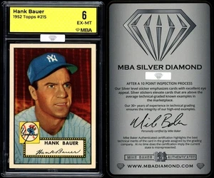 1952 Topps #215 Hank Bauer MBA 6 ARGENTO DIAMANTE CENTRATO YANKEES EYE APPEAL - Foto 1 di 3