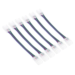 Conectores de tira LED RGB de 4 pines, 6 piezas línea de tope de doble extremo de 10 mm de ancho - Imagen 1 de 5