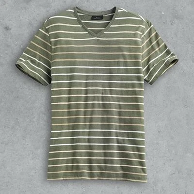 BRAND NEW mens Marc Anthony green striped v-neck tee: size small - Image 1 of 3
