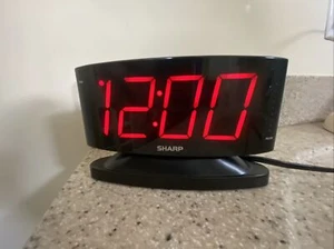 Sharp LED Digital Alarm Clock, Swivel Base, Black Case, Red Display, SPC033A - Picture 1 of 8