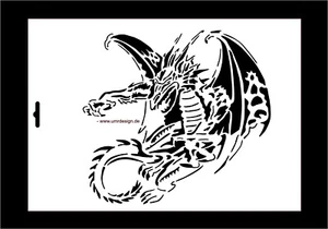 Wandschablone Maler T-shirt Schablone W-073 Drache ~ UMR Design - Picture 1 of 1