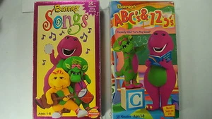Barney VHS Lot 2 Tapes Songs & Lets Play School (ABC's & 123's) Educational Sing - Imagen 1 de 10