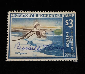 Migratory Bird Hunting Stamp Duck Old Squaws 1967 - 1968 $3 Waterfowl Signed - Picture 1 of 6