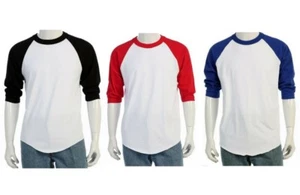 (3er Pack) 3/4 Arm T-Shirt Baseball Raglan Jersey Sport Herren Tee S-2X FARBEN - Bild 1 von 12