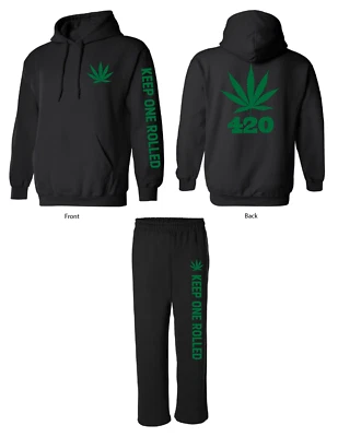 Best Buds sudaderas con capucha y pantalones deportivos conjunto hierba marihuana 420 sudadera mantener 1 enrollado Foto 1 de 4
