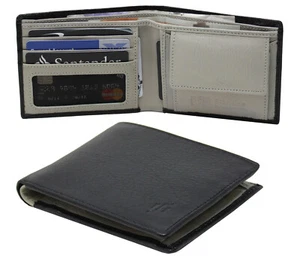 Black Grey Mens RFID BLOCKING Luxury Quality Soft Leather Wallet Gift Boxed 1050 - Picture 1 of 6
