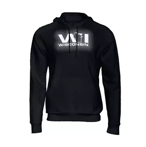Wisconsin WI Reflective Logo Black Pullover Hooded Hoodie - Picture 1 of 3
