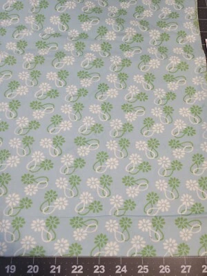SALE SALE Light Blue With Green And White Floral Cotton Fabric MODA 1 yd 5" - Image 1 of 2