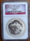 2012 P Australia $1 Lunar Year of The Dragon 1 oz Silver NGC MS70 Early Release