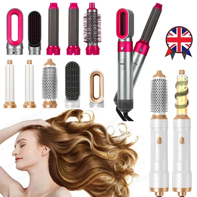 5 IN 1 Pro Hair Dryer Blow Hair Styler Curler Straightener Hot Air Comb Brush UK