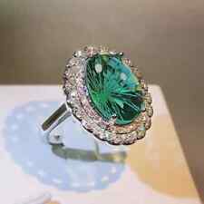 925 Silver Vintage Style Oval Sapphire CZ Diamond Gemstone Ring