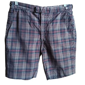 30W True Vintage 1960's Plaid Cotton Ivy league Shorts Side Buttons Golfer Prep - Picture 1 of 7