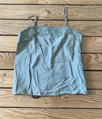Vince NUEVO SIN ETIQUETAS Mujer Correa Espagueti Encaje Ribete Camiseta Sin Mangas Talla XS Verde O7 Foto 1 de 4