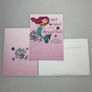 Mermaid Party Invites, 5x7 Double Sided Birthday Invitations w/ Envelopes, 25 Pc - Picture 1 of 7
