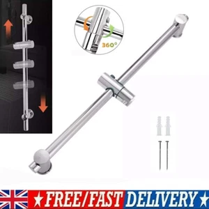 Adjustable Chrome Head Holder Bracket Bathroom Shower Rod Shower Riser Rail Kit - Picture 1 of 10