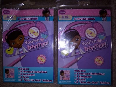  DOC MCSTUFFINS INVITATIONS w/ envelopes  PARTY SUPPLIES 8per pkg Lot of 2 New - Image 1 of 3