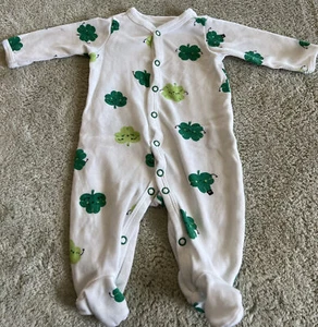 Pijama de manga larga de día Carters para niños trébol verde blanco St Patricks 3 meses - Imagen 1 de 8