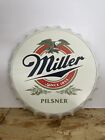 Miller Light Pilsner Bottle Cap 13" Large Embossed Metal Tin Sign Vintage New