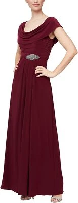 Alex Evenings Dress Long Cowl Neck Merlot Wine Plus Women sz 14 W NEW NWT AE5 - Image 1 of 4