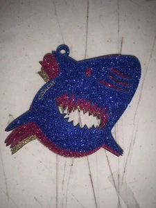 Coach Christmas Glitter Gold Ornament Cardboard Shark - Picture 1 of 4