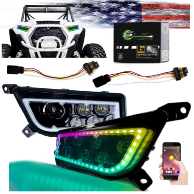 RZR LED Headlight RGB Halo XP Turbo 1000, 900, General (Black RGB Halo) - Image 1 of 4