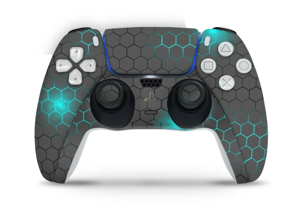 Playstation 5 PS5 Controller Skin Design Wrap Schutzfolie Cover Exo small blue - Bild 1 von 1