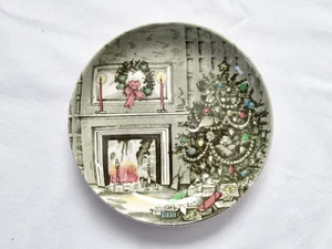 Plato de baratija de Navidad vintage Johnson Bros 4,25 pulgadas ~ posavasos ~ plato de vela Inglaterra - Imagen 1 de 3