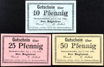 BISCHOFSWERDER / BISKUPIEC 1920 Juego completo dinero de emergencia Polonia Prusia Occidental Foto 1 de 2