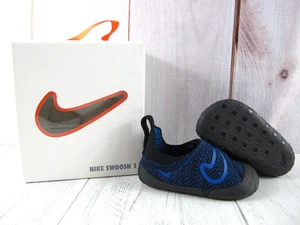 Nike Größe Swoosh Logo Flyknit Kleinkind Schuh schwarz/blau FB3244-401 ~ 7C - Bild 1 von 12