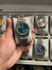 HAND WINDING VINTAGE HMT KOHINOOR GREEN DIAL FLUTED BAZEL WATCH FOR MENS - Picture 1 of 4