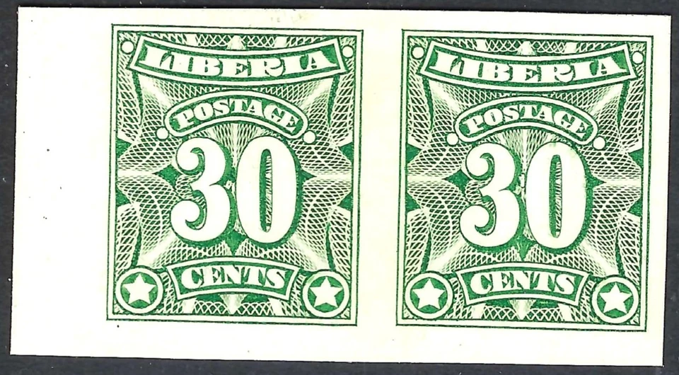 Liberia # 108 MINT Green CT PROOF Pair on Card 1906 Issue - Image 1 of 1