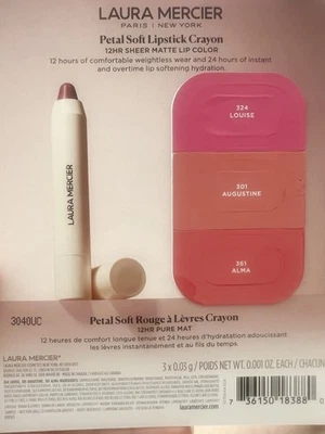 Laura Mercier Pétalo Suave Lápiz Labial Crayón 12 horas Transparente Mate 3 Muestra Muestra Muestra  Foto 1 de 2