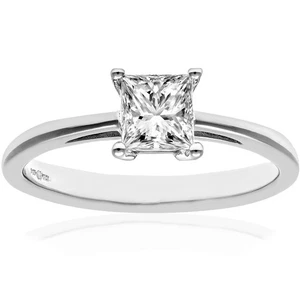 Platinum Jewelco London Princess 3/4ct Diamond 4 Claw Solitaire Ring 5mm - Picture 1 of 6