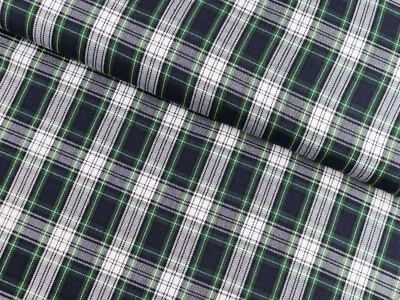 SCHOTTENKARO Karo Stoff Tartan Hostenstoff SCHWARZ WEIß GRÜN EUR 13,98/m - Bild 1 von 2
