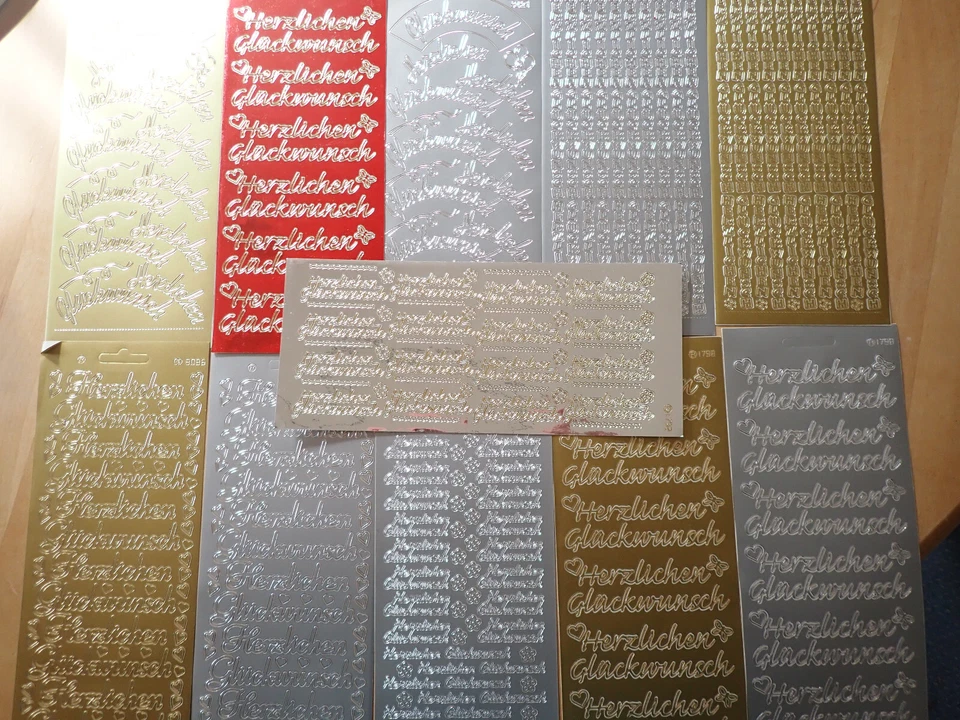 Konturensticker - Sticker Kartengestaltung - Schriftzug Herzlichen Glückwunsch - Bild 1 von 1