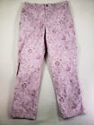 Knox Rose Pants Womens Large Pink Floral Straight Leg Relaxed Hip &Thigh Stretch