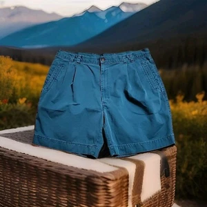 Vintage 80-90's Pleated Green Dockers Shorts 40" X 8" EUC Cotton Chino - Picture 1 of 6