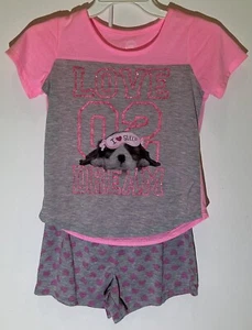 Wonder Nation Girl's Pajamas Shorts Set  Dog Hearts M (7/8) New - Picture 1 of 7