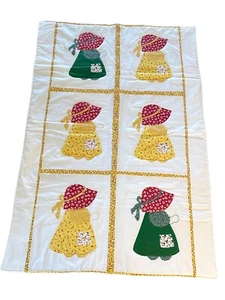 Country Toddler Baby Girl Quilt Handmade Nursery Decor Bonnet Blanket Cottage - Picture 1 of 5