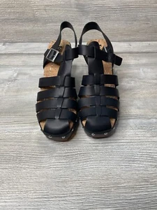 Korks Whitney Platform Sandals Black Studded Kork Ease Block Chunky Heel Size 9 - Picture 1 of 6