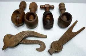 Lote De 6 Antiguos Cascanueces/Cascanueces de Madera - Picture 1 of 4