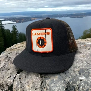 Vintage Lamons Industrial Supply Texas Patch Black Mesh Snapback Trucker Hat Cap - Picture 1 of 10