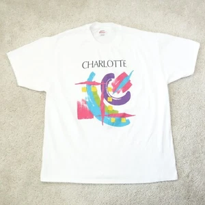 Vintage Shirt Mens Extra Large Graphic Print 90s Art Tee Charlotte Stedman Hanes - Picture 1 of 8