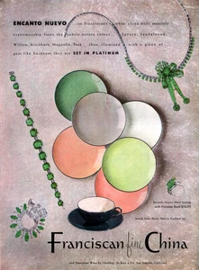 Franciscan China ENCANTO NUEVO Platinum Band BLACK STARR & GORHAM JEWELS 1952 Ad - Picture 1 of 1