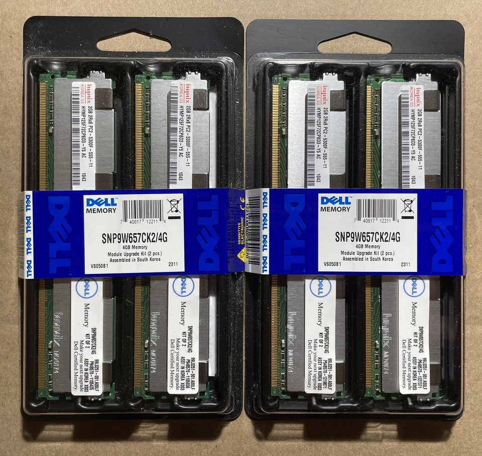 *NEW Sealed* 2x DELL SNP9W657CK2/4G PC2-5300 FULLY BUFFEREED 4G KIT (2GB X2) - Image 1 of 1
