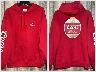 Coors Beer X Brixton Hoodie Sweatshirt Red Men's Small 2-Sided Graphic Ltd Ed - Image 1 of 4