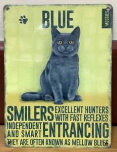 Blaue Katze - Wandschild aus Metall im Vintage-Stil - Bild 1 von 1