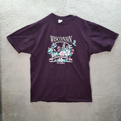 Vintage Jerzees Shirt Womens Extra Large Purple Wisconsin Wildflowers 1990s Tee - Image 1 of 4
