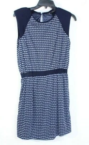 MNG Women's Sleeveless Navy Blue White Polka-Dot Flapper Style Dress Size S - Picture 1 of 9